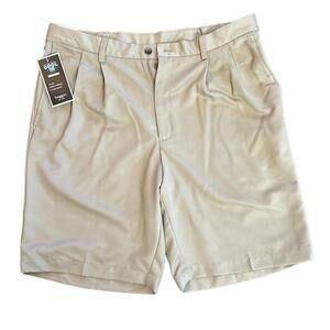 Haggar | Men's Tan Pleated Golf Resort Travel Shorts | Size 34 | NWT | 0625